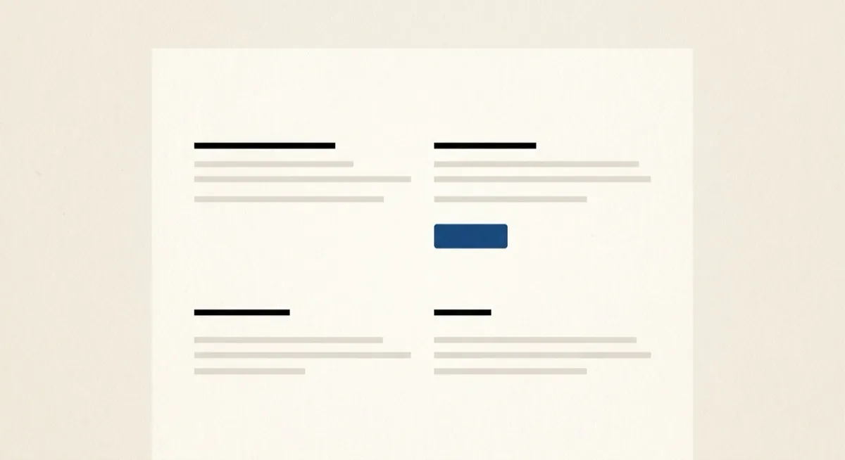 A minimalist dashboard: thin near-black text bars on warm off-white, vast whitespace, one small deep-blue button as the only colour.